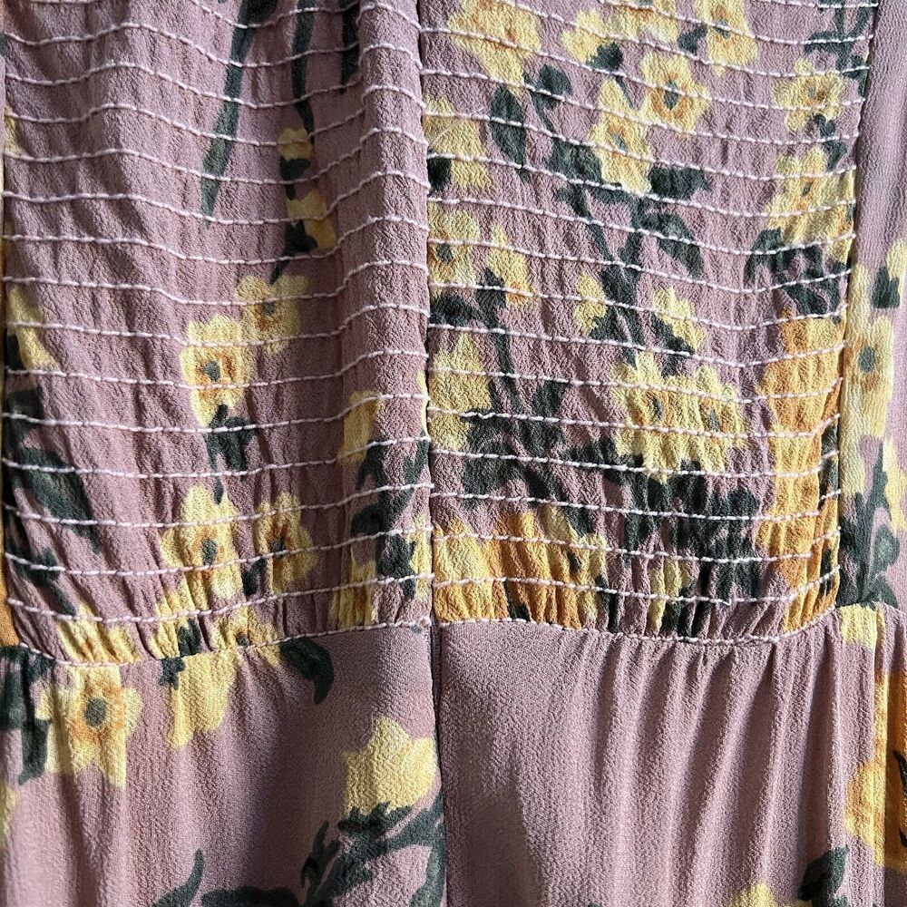 Reformation Floral Midi Dress Size 2 Pink Yellow Flowers Flowy Boho Cute Twee - Picture 3 of 8